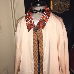 Peach color button blouse with fancy collar & cuff